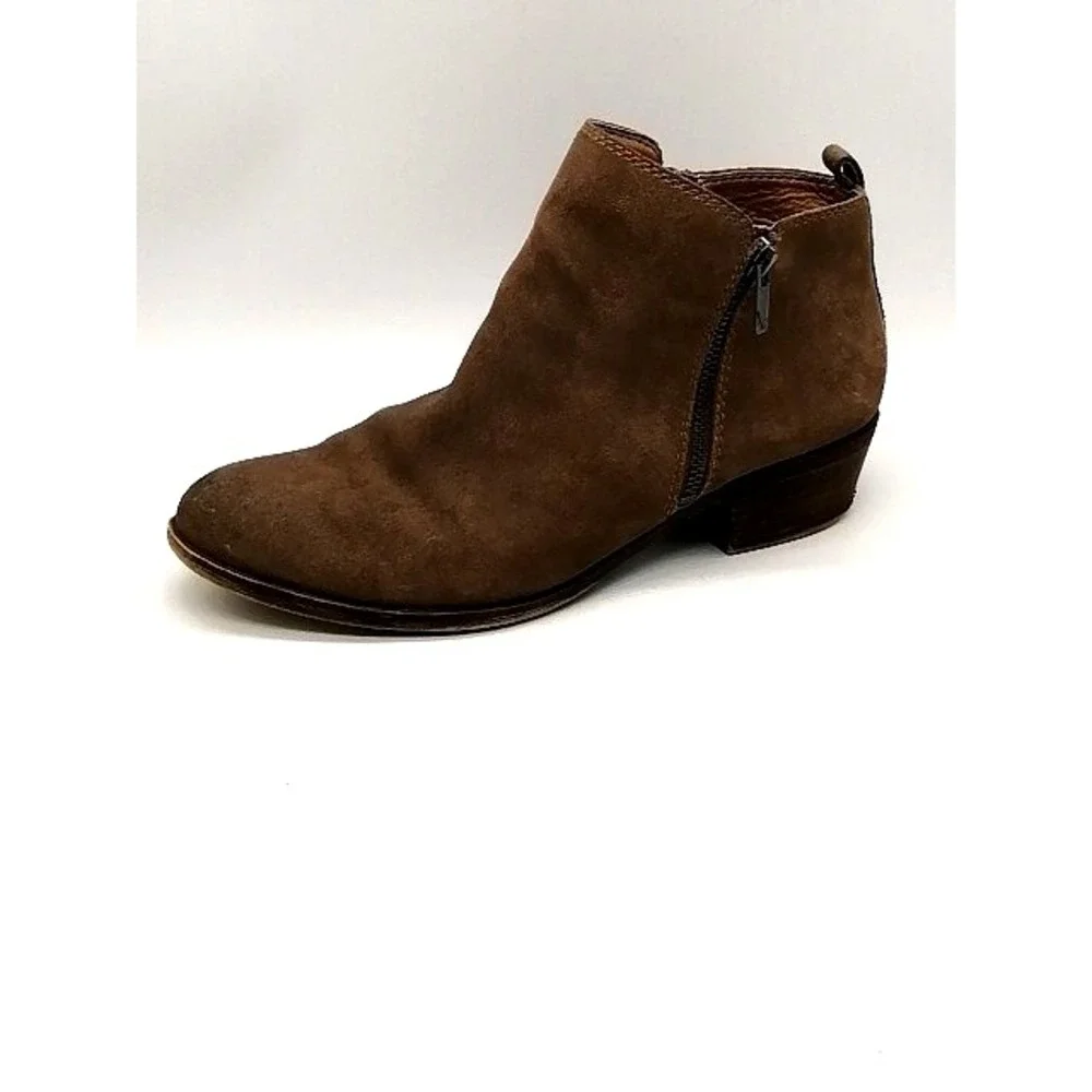 Lucky Brand Boots Womens Basel Brown 10 Ankle Bootie Shoes Suede Side Zip